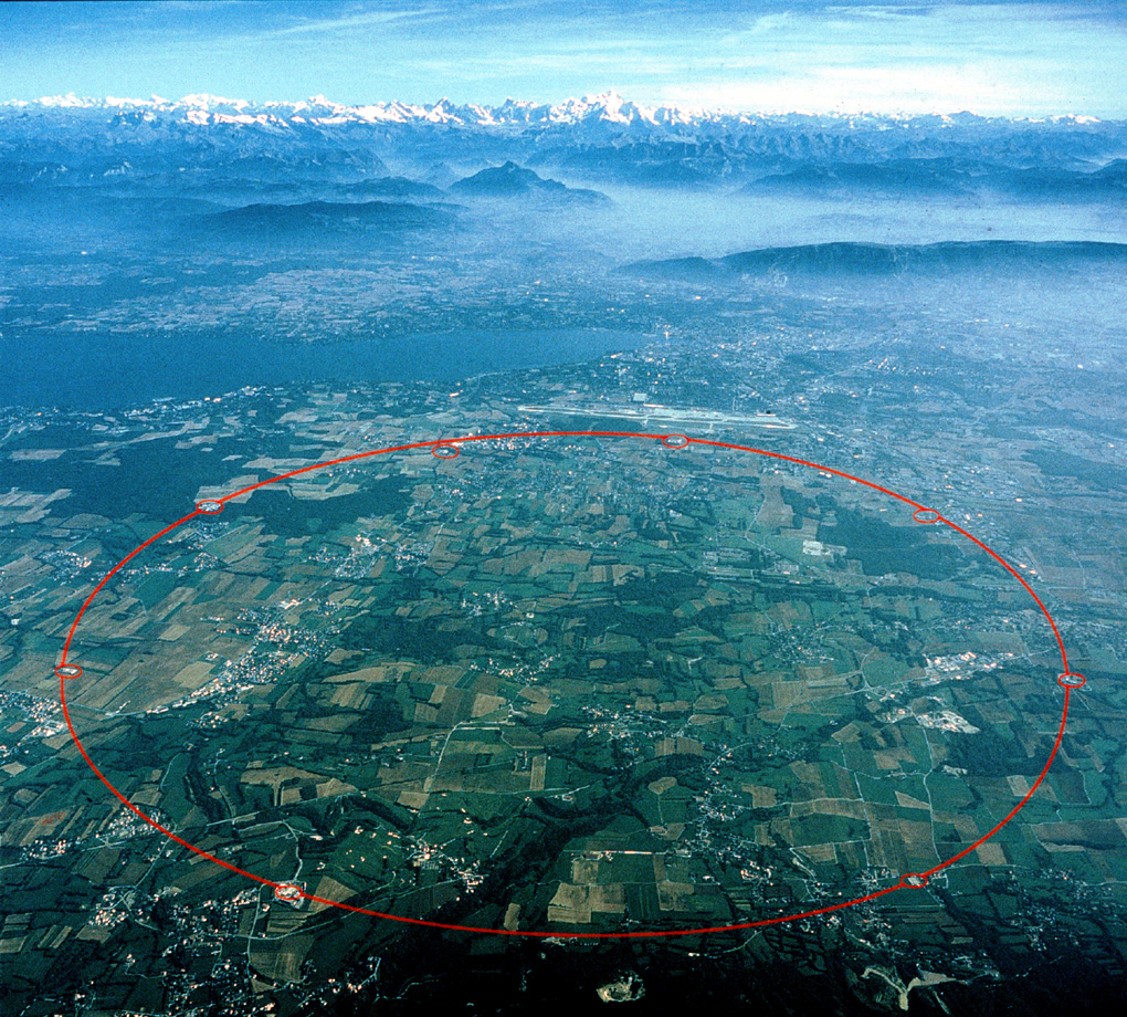 フランスとスイスの国境の広大な敷地に位置するCERNの巨大加速器／CERN