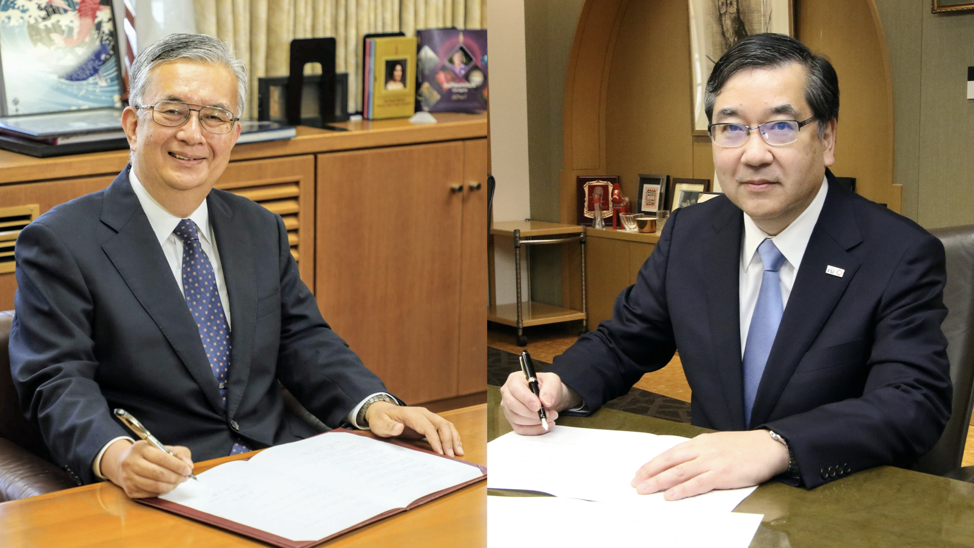 Masanori Yamauchi(left side), Makoto Gonokami（right side) <i class='fa fa-copyright' aria-hidden='true'></i> KEK,The University of Tokyo